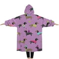 thumbnail image 2 of Oversized Wearable Blanket Hoodie,Colorful Funny Dachshund Sherpa Blanket Hoodie with Super Pockets,Super Warm Fuzzy Pullover for Women & Men, 2 of 6