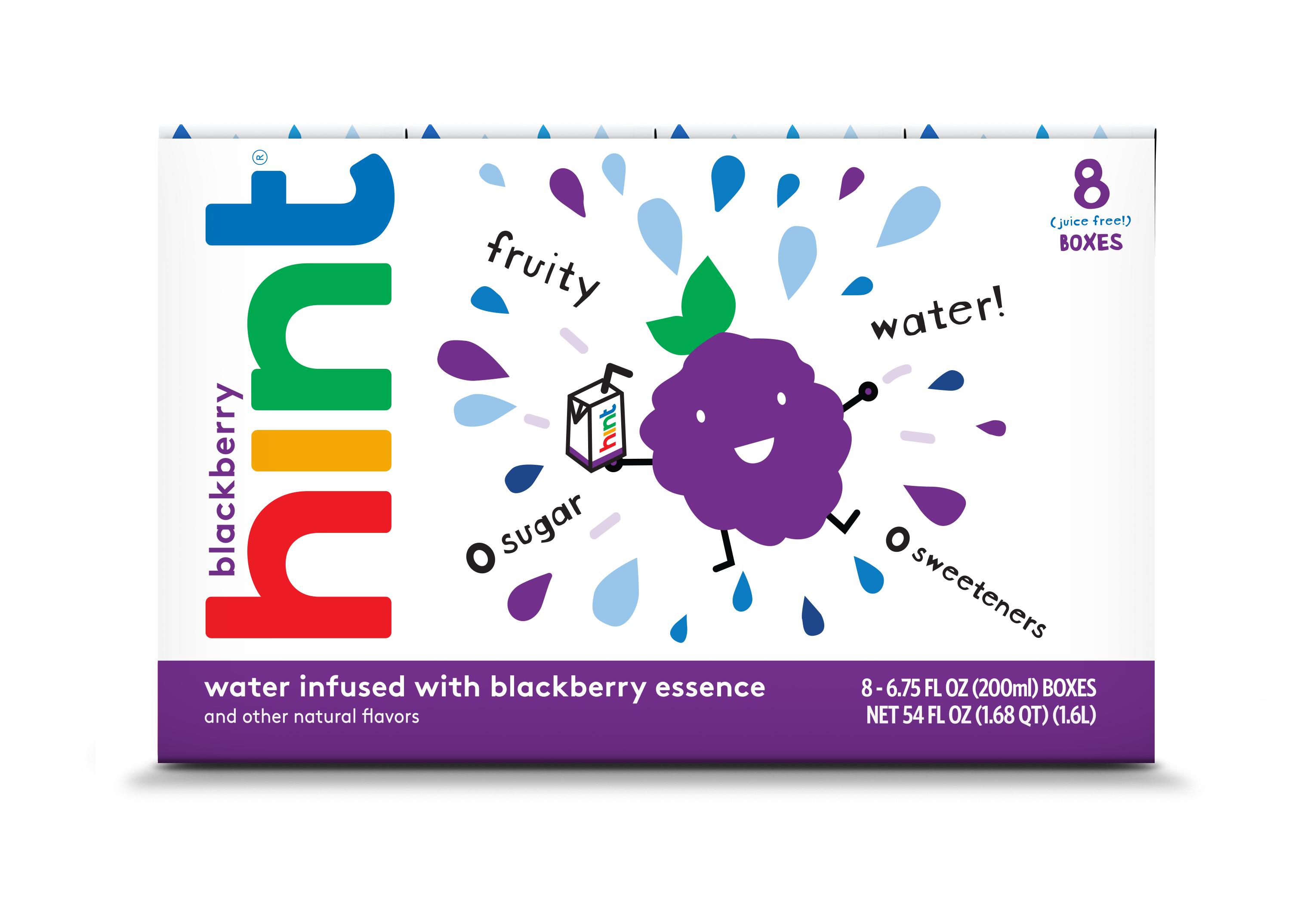 Hint Kids Water Blackberry, (Pack of 32) 6.75 Fl Oz, Pure Water Infused With Blackberry, Zero