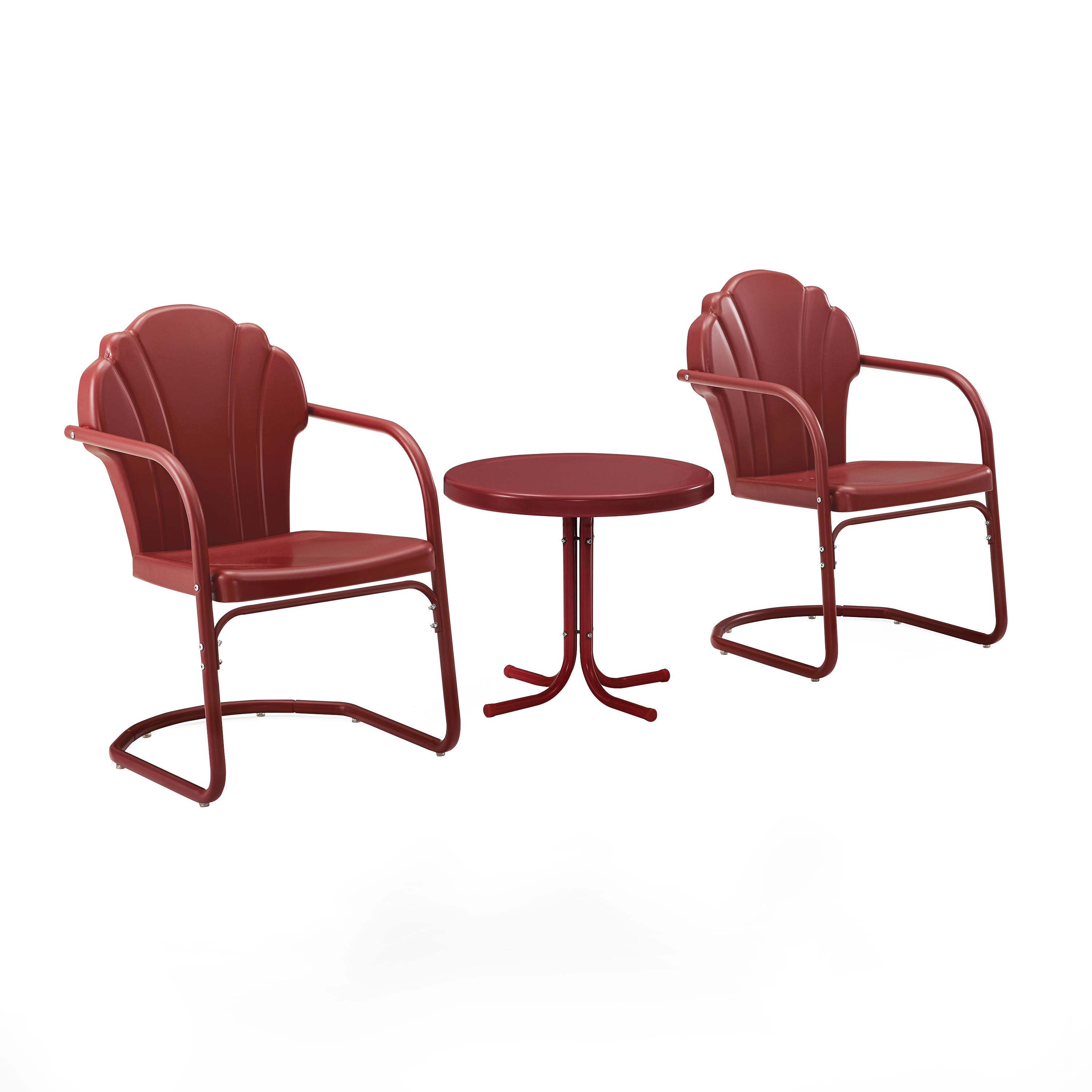 Crosley Furniture Tulip 3 Piece 22"Round Metal Patio Conversation Set in Red - image 2 of 7