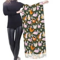 thumbnail image 4 of Shawl Wraps for Women - Roosters and Chicks Oversized Fall Winter Fashion Blanket Scarf for Women, 4 of 6