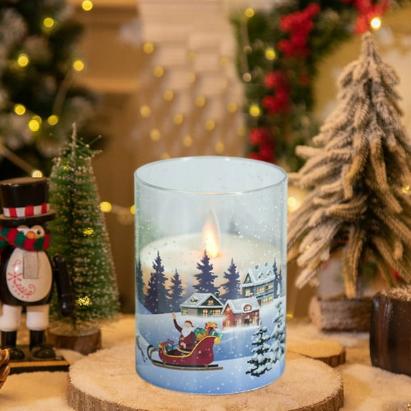 BZPIZ LED Candle Lights Christmas,Flameless Pillar Flickering Electric Fake Candle,Snow Globe Candle Light for Christmas Decorations,Dining Table Decor