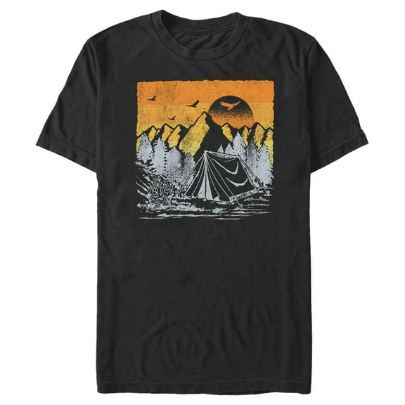 Men's Lost Gods Distressed Camping Scene Graphic T-Shirt Big & Tall
