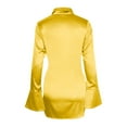 thumbnail image 5 of HAPIMO Women's Mini Loose Shirt Dress Bandage Solid Color Satin Silk Lapel Button Long Sleeve Elegant Casual Trendy Spring Yellow S, 5 of 7