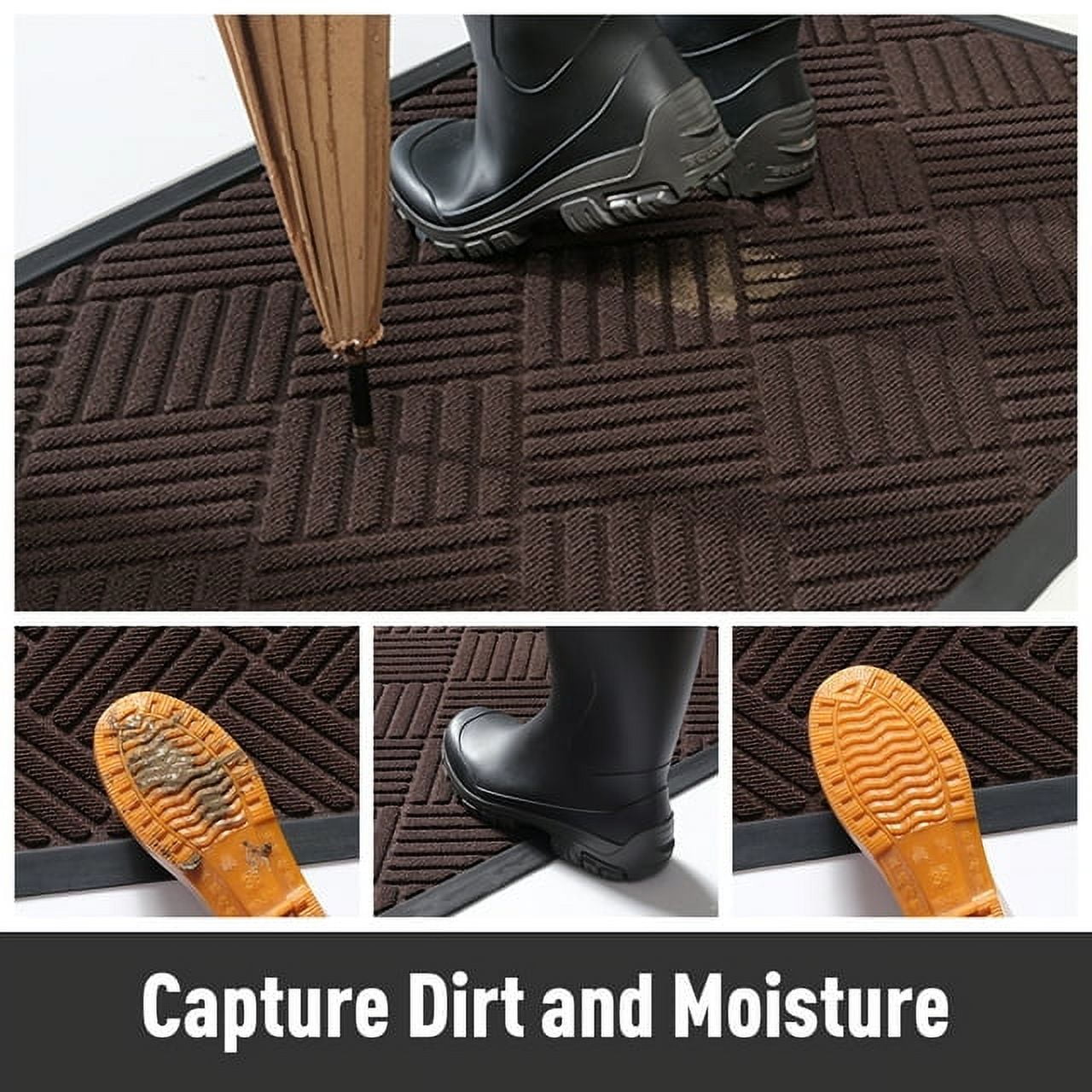 MontVoo Outdoor Mat Non Slip Door Mat 17 inchx30 inch Front Door Mat Absorbent Rubber Welcome Mat Low Profile Dirt Trapper Indoor Outdoor Doormat