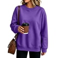 thumbnail image 2 of IAJDKMEK Sweatshirts for Women Loose Fit Round Neck — Long Sleeve Top, Fall Tops for Women Solid Casual Wear, 2 of 7