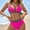 Pink, variant on Women's Solid Color High Waist Swimsuit Two Piece Bathing Suit with Removable Padded Bra for Beach Pool Vacation Comfortable Stretchy Polyester Swimwear