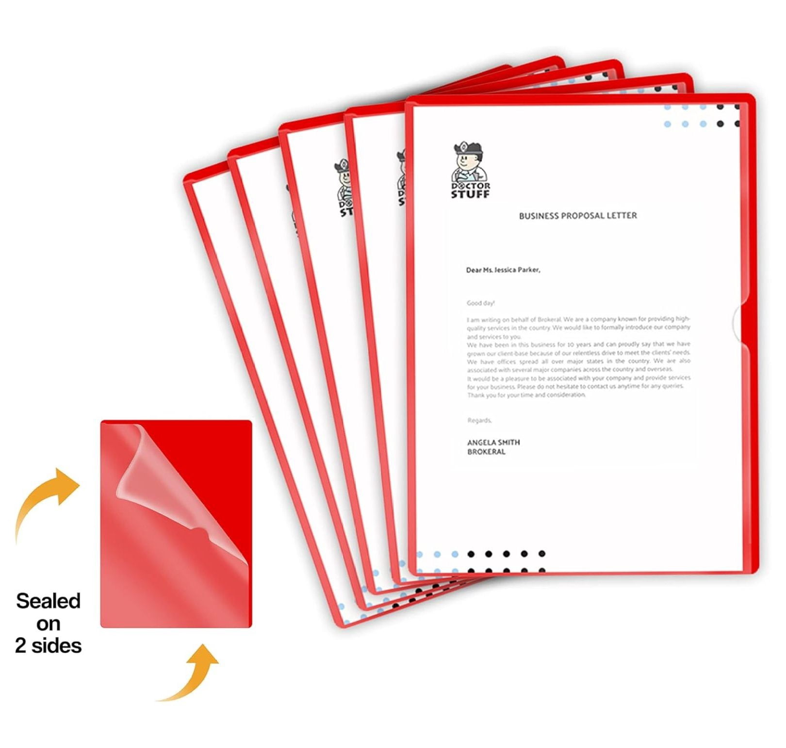 Red Vinyl Folders - Heavy Duty Plastic Folders with Pockets - Letter Size L-Type Document Organizer for Office, Medical, Home - Pack of 50