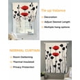 thumbnail image 3 of Farmhouse Flowers Tie Up Curtains for Window, Thermal Insulated Balloon Shade Adjustable Rod Pocket Curtains Valance Panels for Kitchen Bathroom Cafe 52 x 63 Spring Red Black Floral Herbs Plants, 3 of 6