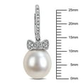 thumbnail image 2 of Everly Women's 9-10mm White South Sea Cultured Pearl 1/10ct Diamond Bow Drop Earrings in 14k White Gold, 2 of 7