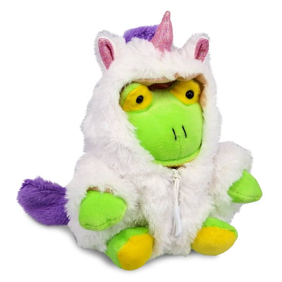 DolliBu Green Frog Unicorn Plush Stuffed Animal Toy - Super Soft Frogcorn Dress Up with Removable Plush Unicorn Outfit, Cute Fantasy Wildlife Gift - 6 Inches