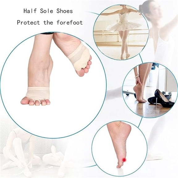 Half Sole Dance Shoes Dance Foot, 1 Pair Dance Pad Shoes Half Sole Foot Toe for Ballet