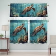 thumbnail image 5 of Sea Turtle Curtain Valances Set Nautical Turquoise Ocean Underwear Coral Retro Kitchen Curtains 24&nbsp;inch Length Rod Pocket Valance and Tiers 3 Piece Set Small Bedroom Bathroom Laundry Decor, 5 of 9