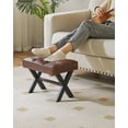 thumbnail image 4 of Small 12" H Footrest Stool, Square PU Foot Stool with Metal X-Leg, Multi-Use as Small Side Table, Step Stool for Living Room, Bedroom, Entryway, Office, Dark Brown WBD012Z, 4 of 12