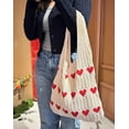 thumbnail image 4 of Women Tote Bag Shoulder Bag Knitted Hand Bag Heart Pattern Top-Handle Bag Underarm Clutch for Daily Use or Work, 4 of 6