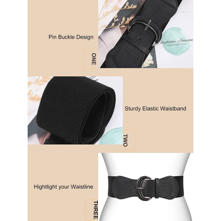 3 Pack Women Wide Elastic Waist Belt, Vintage Dresses  display picture 3