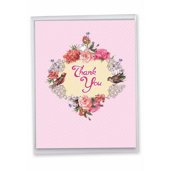 1 Big Thank You Card (8.5 x 11 Inch) - Birds and Blossoms J6577GTYG