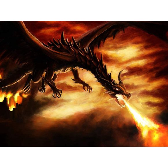 5D Diamond Painting Full Drill Kits, Yeesam Art Flying Dragon Animal in The Sky DIY Round Diamond Art Mosaic Crafts Cross Stitch Kits 30x40cm