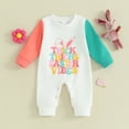 thumbnail image 2 of Bagilaanoe Newborn Baby Girl Boys Easter Jumpsuit Letters Print Long Sleeve Bodysuit 3M 6M 12M 18M Infant Spring One Piece Romper, 2 of 8