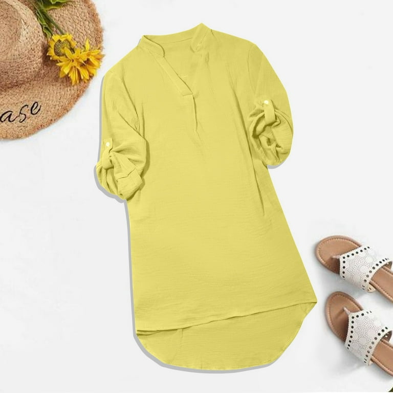 SHITINN Shirt Women Women's Solid Long Sleeve 3/4 Sleeve Shirt