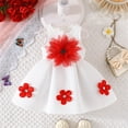 thumbnail image 6 of White Kids Girl Dress Sleeveless Floral with 3D Flowers, Holiday Party & Special Occasion Dress for Little Girls, Pullon Church Easter or Playdate Outfit,Size 12-18 M, 6 of 8