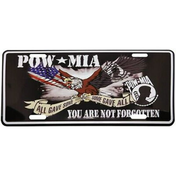 POW MIA AGSSGA You Are Not Forgotten Black 6"x12" Aluminum License Plate