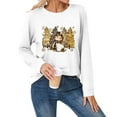 thumbnail image 5 of Telankuip Womens Crew Neck Long Sleeve Christmas T-Shirts Merry Christmas Leopard Plaid Tree Graphic Tee Tops 2025 Fashion Cute Snowman Printed Soft Cozy Pullover Tshirts White XL, 5 of 6