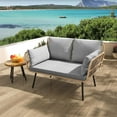 thumbnail image 3 of Dextrus Patio Sofa and Loveseat, Boho All-Weather Wicker Rattan Conversation Chairs with Cushions & Lumbar Pillows - Gray, 3 of 10