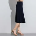thumbnail image 3 of Ruched Skirt Women Elegant Midi Skirts Knee Length A-Line Flared Business Skirt for Office Casual Blue 3XL, 3 of 5