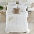 thumbnail image 3 of SahSahCasa 128"x120" Oversized King Bedspread 100% Cotton Extra Large Quilted Bedspread Set with Pillow Shams, Lightweight Embroidered Bedding Set, White, 3 of 7