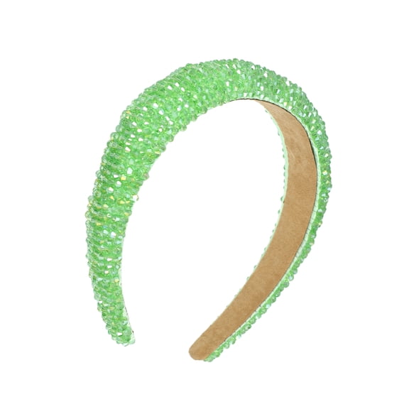 Vocoste 1 Pc Rhinestone Headband for Women Bling Padded Hairband Hair Accessories 1.18" Wide Green
