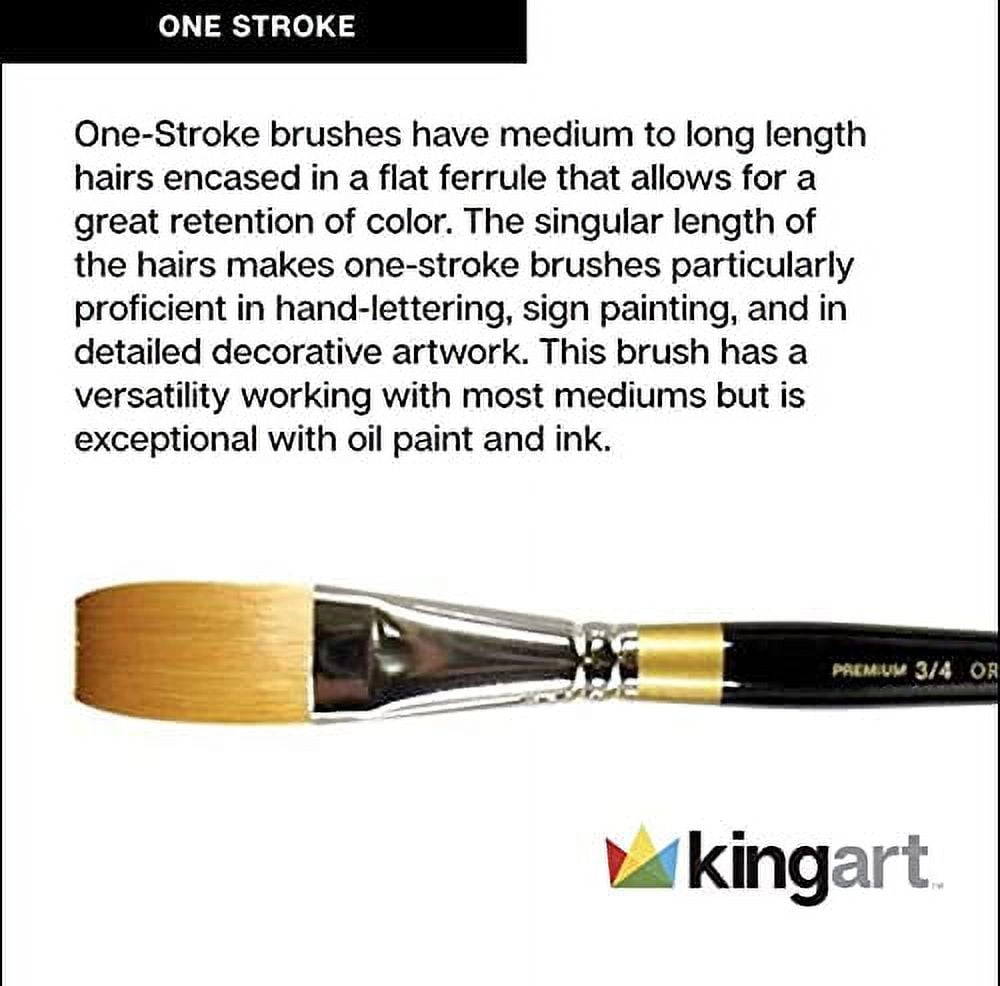 KINGART® Original Gold® 9100 One Stroke Series Premium Golden Taklon Multimedia Artist Brushes, 5/Set