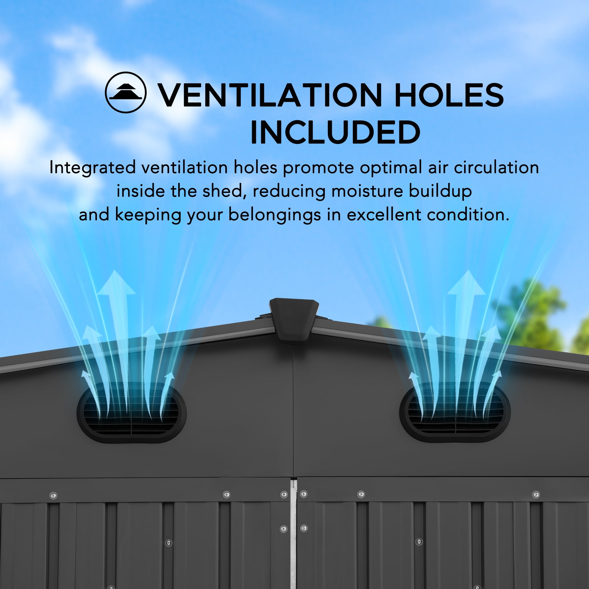 Sunjoy 10 ft. x 20 ft. Outdoor Storage Shed, Carport, Dark Grey