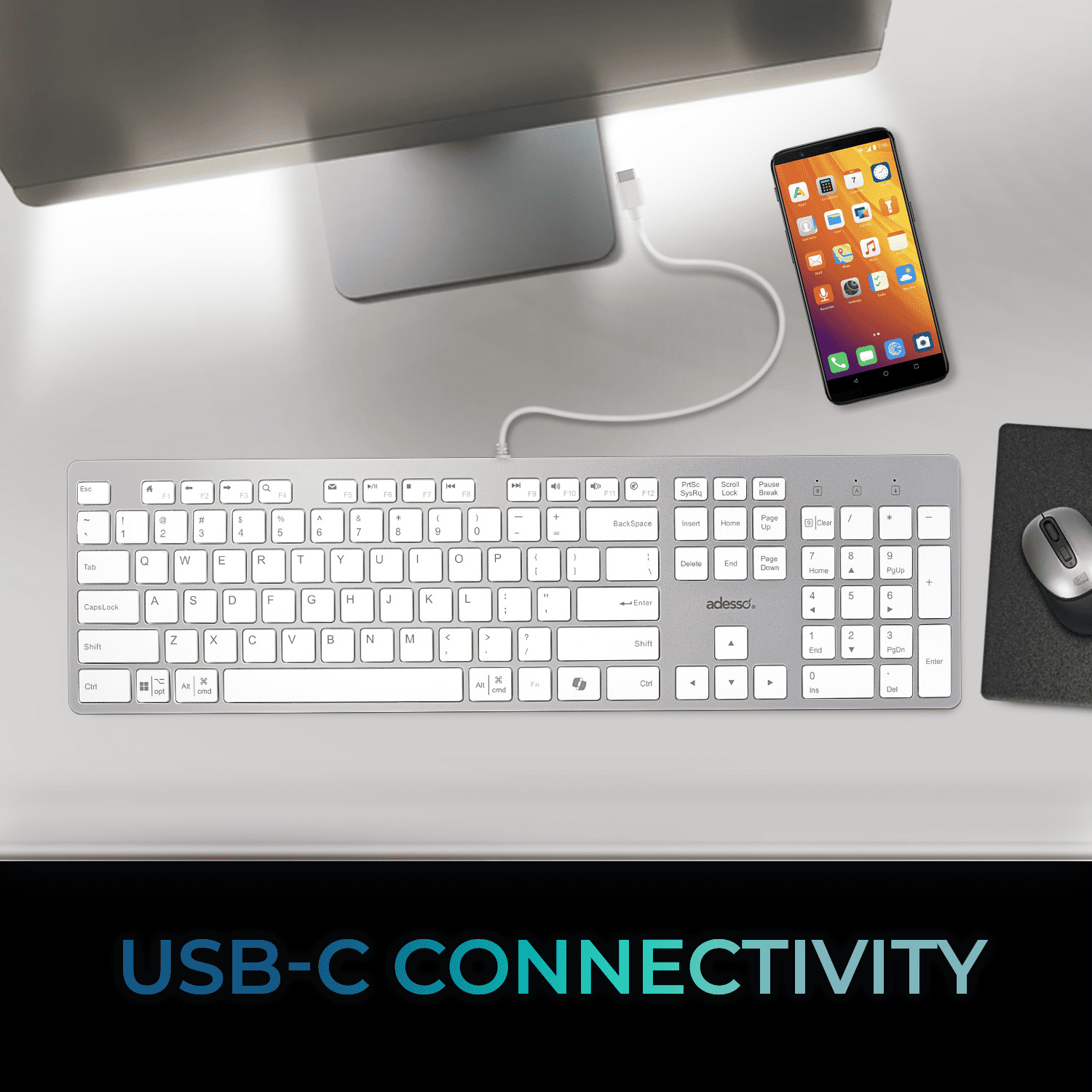 Multi-OS Scissor switch Desktop keyboard (White)