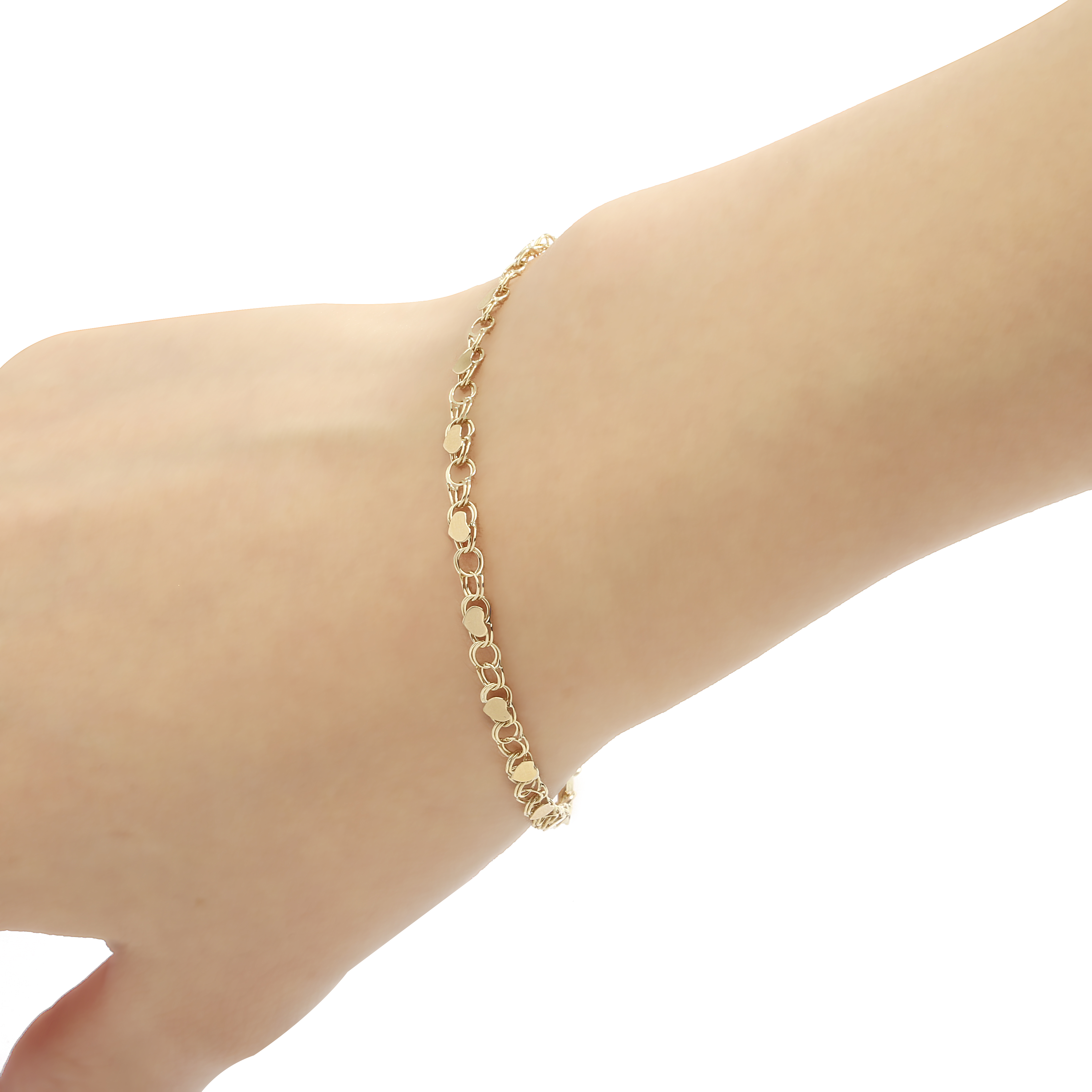 10k Fine Gold Heart Bracelet and Anklet for Women and Girls, (0.14")