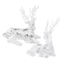 LOLIPPYY 2Pcs Transparent Acrylic Deer Statue Christmas Table Centerpiece Reindeer Decor
