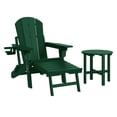 thumbnail image 3 of WestinTrends Malibu 2-Piece Outdoor Folding Adjustable Adirondack Chair with Cup Holder & Hideaway Ottoman and 18" Side Table, Dark Green, 3 of 15