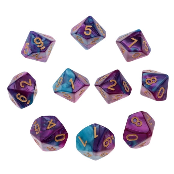 KLKCMS Set of 10 Polyhedral Dice Set D10 for DND Role Playing Game Dice RPG D&D Math Option 3