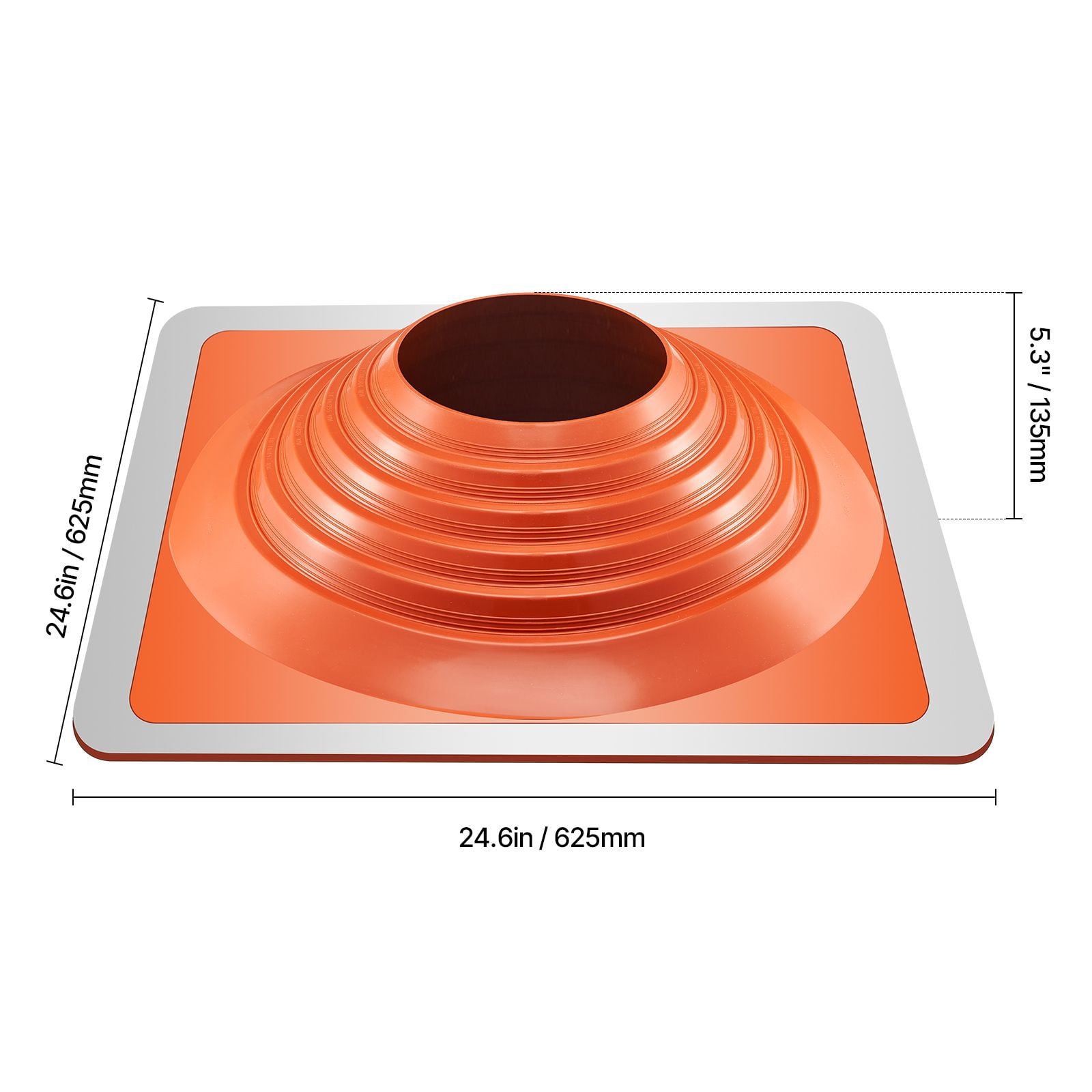 Roof Pipe Flashing Kit, 1 Pack Red Silicone Square Boot, 24.6 x 24.6 x 5.3", Fits Pipe OD 10" to 18", Aluminum Base, for Metal & Wood Roofs, Chimneys & Vents
