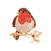 YMDZ Gold Plated Crystal Robin Brooch Robin Redbreast Bird Brooch Christmas Pin