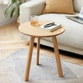 thumbnail image 3 of Hassch Natural Oak Round End Table, Solid Wood 3-Leg Side Table for Bedroom or Living Room, Multi-Functional Accent Table, Easy Assembly, 17.7" Dia x 19.7"H, 3 of 7