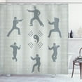 thumbnail image 1 of Ambesonne Kung Fu Shower Curtain, Yin Yang and Karate Poses, 69"Wx70"L, Sage Green Charcoal Grey, 1 of 3
