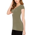 thumbnail image 5 of Made by Johnny Women's Basic Fitted Short Sleeve V-Neck T Shirt L OLIVE, 5 of 6