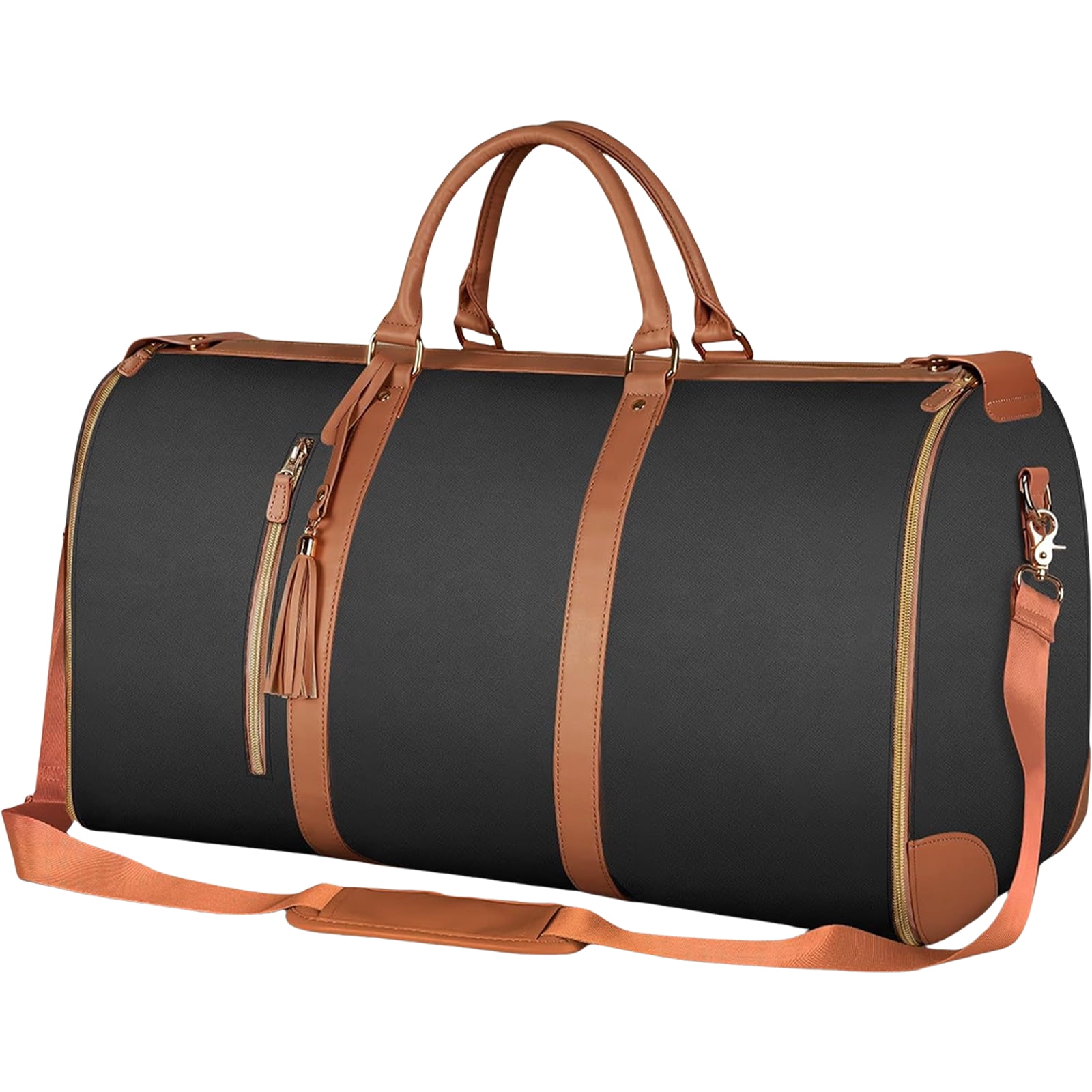 Multifunctional Waterproof Suit Travel Bag Large Capacity Foldable Portable PU Leather Garment Bag with Adjustable Strap