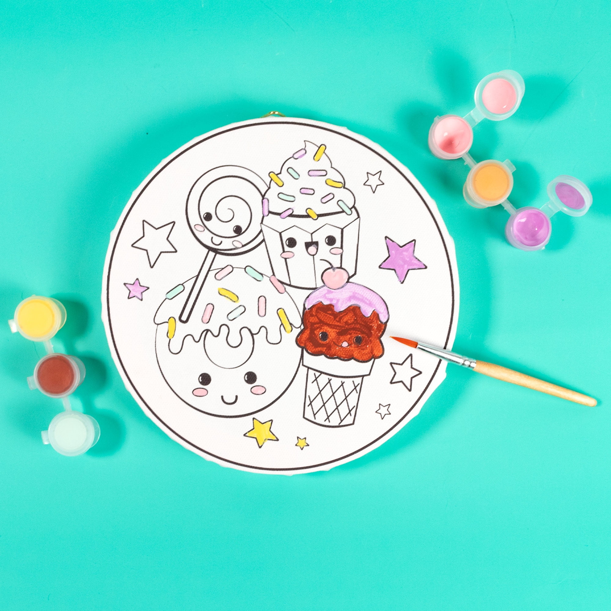 (2 pack) Hello Hobby Multicolor Paint Your Own Kawaii Treats Canvas
