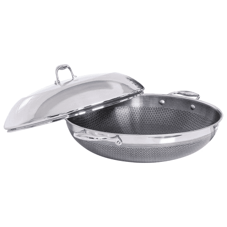 HexClad 14 Inch Hybrid Stainless Steel Wok, Non-Stick