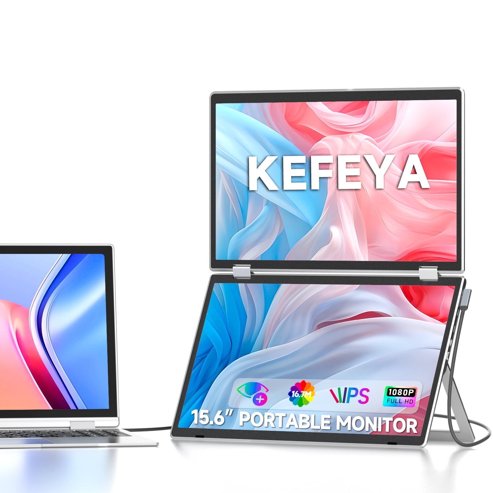 KEFEYA M2 15.6" 1920x1080P IPS Portable Computer Monitor, Kit, Silver, 1 Pack