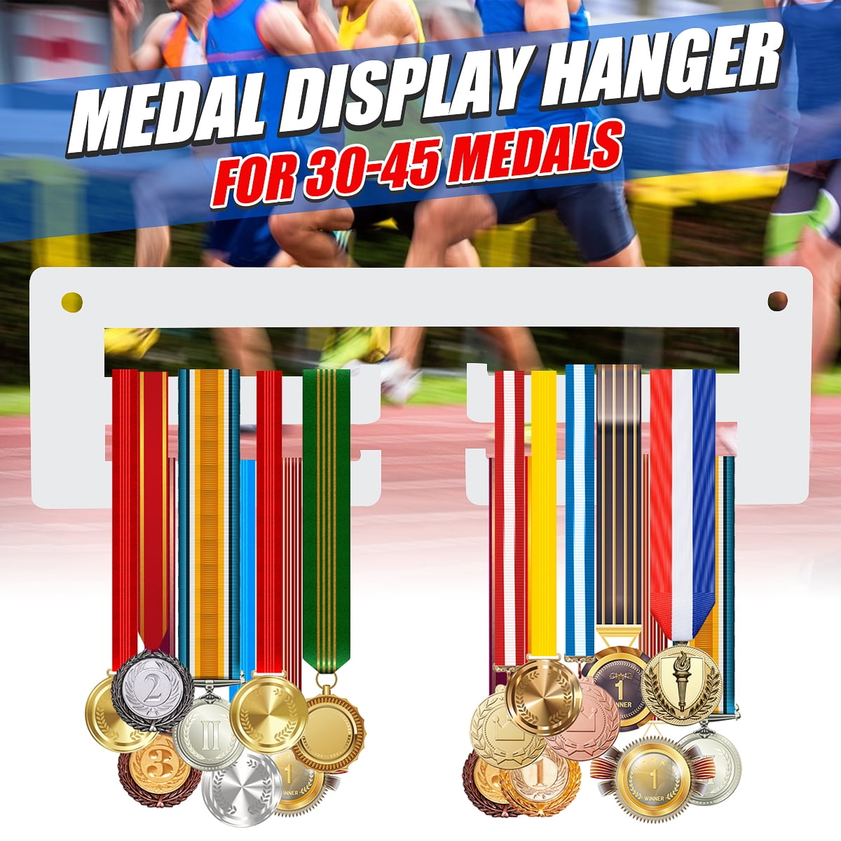 Personalised Thick Acrylic Triple Tier 5mm MALE RUNNER Medal Hanger Rack 
