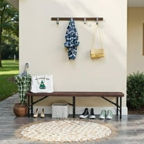 Topcobe 6 ft Plastic Folding Bench with 1320 LBS Capacity and Handle, Outdoor Patio Furniture for Garden Backyard Pool Deck-Brown