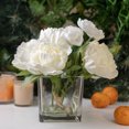 thumbnail image 3 of Fake Flowers with Vase, Silk Roses Artificial Flowers in Vase, Faux Flower Arrangement with Vase Suitable for Home Office Decoration, Dining Table Centerpiece(WHITE), 3 of 8