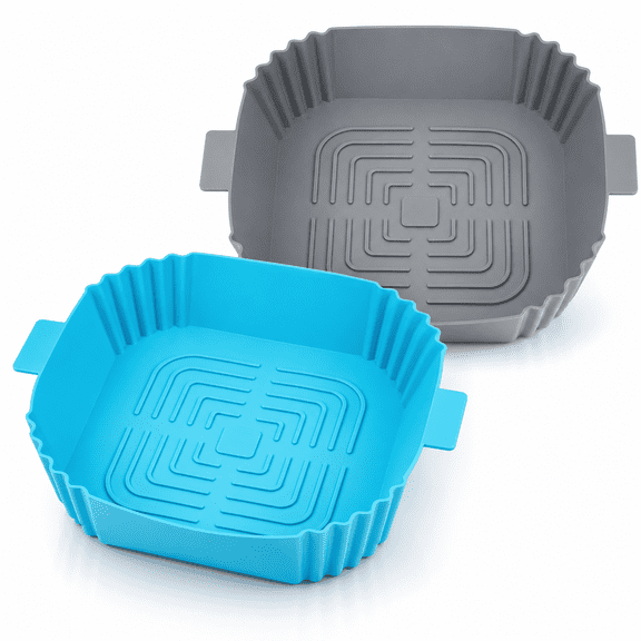 2Pcs Silicone Air Fryer Liners 7.6inch for 3 to 6QT Air Fryer,Reusable,Easy To Clean,Non-Stick,Square Airfryer Liners Compatible with Ninja COSORI Chefman Gourmia Cuisinart Instant Pot Air Fryer